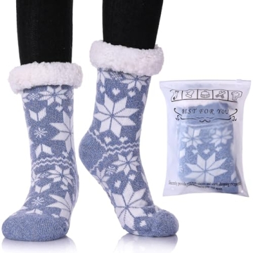 Dosoni Women's Cozy Fleece Slipper Socks - Non Slip & Warm