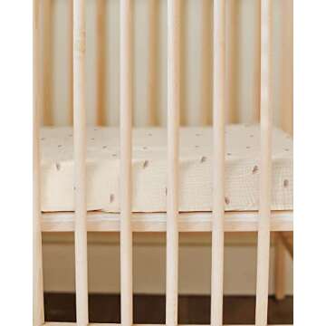 Blissful Diary Muslin Mini Crib Sheets, Pack and Play Mattress Sheets Fitted for Pack N Play, Soft Cotton for Boys Girls, 2 Pack(Sunshine&Brown)