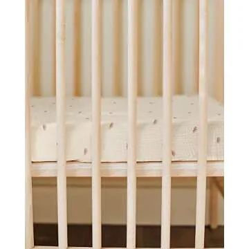 Blissful Diary Muslin Mini Crib Sheets, Pack and Play Mattress Sheets Fitted for Pack N Play, Soft Cotton for Boys Girls, 2 Pack(Sunshine&Brown)