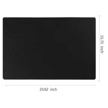 KimTin Extra Large Mulitpurpose Silicone Placemat,Countertop Protector, Kitchen Counter Mat, Table Mat, Heat Resistant, Washable, Non Slip ...… (Black-1PCS, 23.6X 15.8inch)