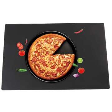 KimTin Extra Large Mulitpurpose Silicone Placemat,Countertop Protector, Kitchen Counter Mat, Table Mat, Heat Resistant, Washable, Non Slip ...… (Black-1PCS, 23.6X 15.8inch)