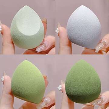 8 Pcs Makeup Sponges Blender Set - Perfect for Cream, Powder, and Liquid Use! (Green)