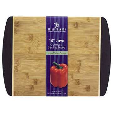 Totally Bamboo Java Two-Tone Bamboo Serving and Cutting, 15" x 11" Serving & Cutting Board