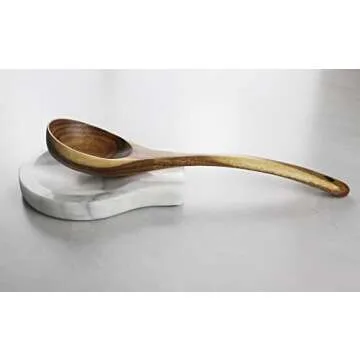 Marble Spoon Rest for Kitchen Counter, Cooking Utensil Holder for Stove Top, Spatula, Tongs Holder with Non-Slip Silicone Feet, 1 Pack