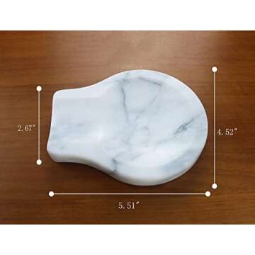 Marble Spoon Rest for Kitchen Counter, Cooking Utensil Holder for Stove Top, Spatula, Tongs Holder with Non-Slip Silicone Feet, 1 Pack