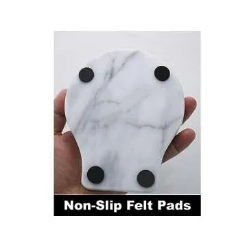 Marble Spoon Rest for Kitchen Counter, Cooking Utensil Holder for Stove Top, Spatula, Tongs Holder with Non-Slip Silicone Feet, 1 Pack