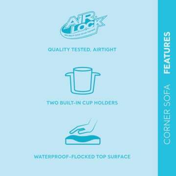 Intex Inflatable Furniture L-Shaped Sectional Corner Couch Indoor Relaxing Sleeper Sofa with Built-In Cupholders and 120V Electric Air Pump, Gray