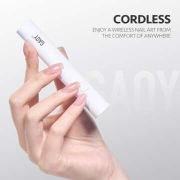 GAOY Cordless Nail Lamp with Stand, Handheld UV Light for Gel Nails, Rechargeable USB Nail Dryer for Fast Curing, White