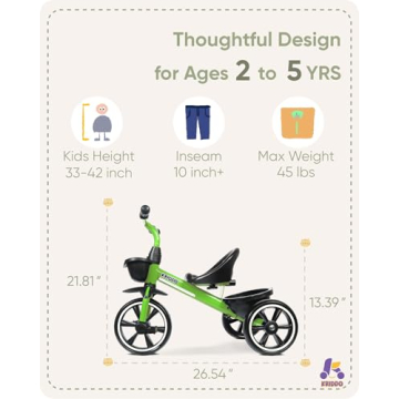KRIDDO Kids Tricycle for Toddlers Age 2-4 - Safe Fun