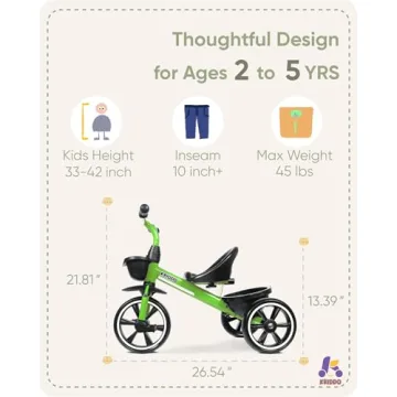 KRIDDO Kids Tricycle for Toddlers Age 2-4 - Safe Fun