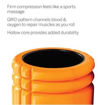 TRIGGERPOINT PERFORMANCE THERAPY GRID Patented Multi-Density Foam Massage Roller Exercise Deep Tissue Muscle Recovery - Relieves Muscle Pain & Tightness, Improves Mobility & Circulation (26"), Orange
