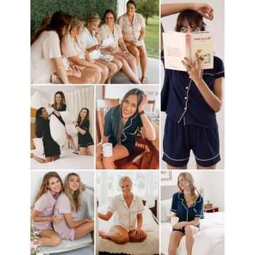 Leikar Womens Button Down Pajama Sets Bride Pajamas Sets Sleepwear Shorts Lounge Set