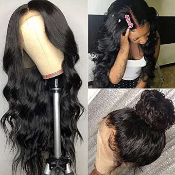 Tuneful Body Wave Lace Front Wigs Human Hair Pre Plucked 13x4 Lace Frontal Wig 180% Density Human Ha...