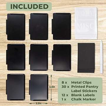 8 Pack Metal Bin Labels Clip On | Basket Labels Clip On Labels for Storage Bins | Pantry Labels | Th...