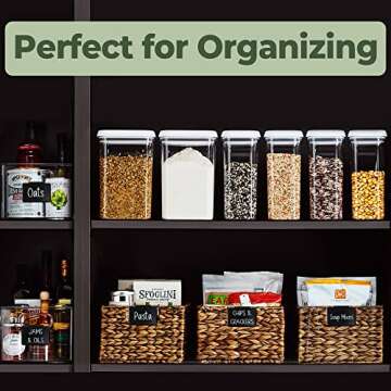 8 Pack Metal Bin Labels Clip On | Basket Labels Clip On Labels for Storage Bins | Pantry Labels | The Home Edit Labels | Chalkboard Labels for Storage Bins | Basket Tags w/Bonus Stickers+Chalk Marker