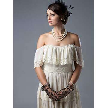 Stylish Boao Bowknot Fascinator Hat with Lace Gloves