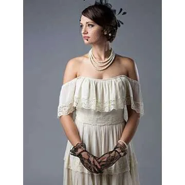 Stylish Boao Bowknot Fascinator Hat with Lace Gloves