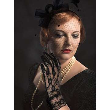 Stylish Boao Bowknot Fascinator Hat with Lace Gloves