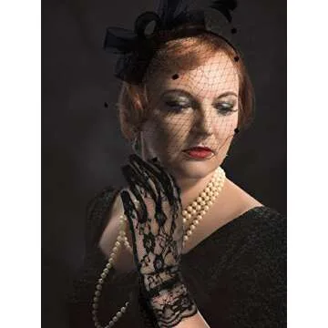 Stylish Boao Bowknot Fascinator Hat with Lace Gloves