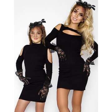 Stylish Boao Bowknot Fascinator Hat with Lace Gloves