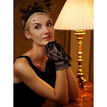 Stylish Boao Bowknot Fascinator Hat with Lace Gloves