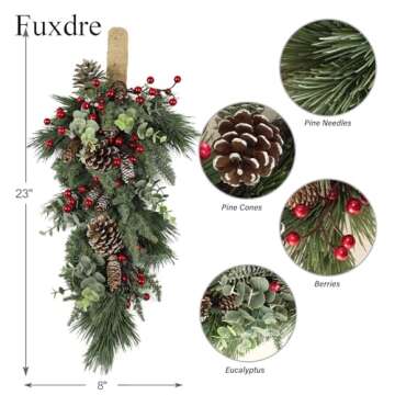 23 Inch Christmas Swag for Front Door 20 Inch Tabletop Christmas Tree Perfect Christmas Decoration for Home, Living Room, Table