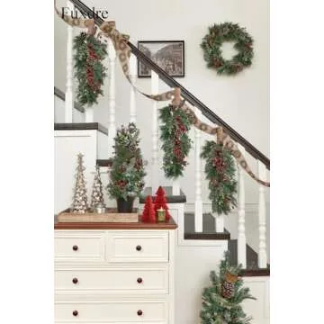 23 Inch Christmas Swag for Front Door 20 Inch Tabletop Christmas Tree Perfect Christmas Decoration for Home, Living Room, Table