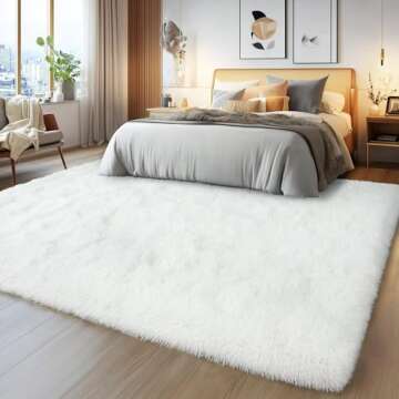 Soft Fluffy Rug for Living Room, 4x6 Cream White Shag Area Rug for Bedroom Living Room, Non-Slip Fuz...