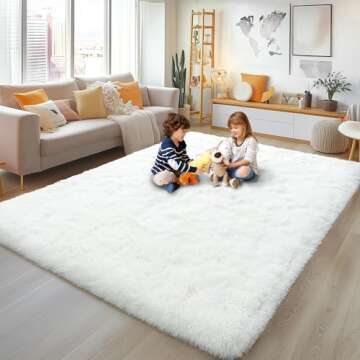 Soft Fluffy Rug - 4x6 Cream White Shag Area for Home