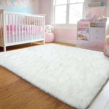 Soft Fluffy Rug - 4x6 Cream White Shag Area for Home