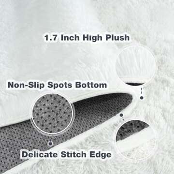 Soft Fluffy Rug - 4x6 Cream White Shag Area for Home