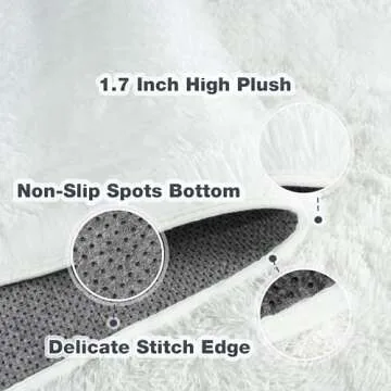 Soft Fluffy Rug - 4x6 Cream White Shag Area for Home