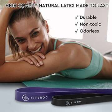 Fiteroc Pull up Assistance Bands - Long Loop Resistance Bands for Working Out, Crossfit, Strength Training and Stretching - Pull up Assist Band, Exercise Band, Superband for Men and Women - Set of 4