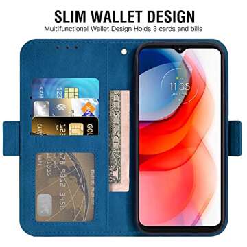 Asuwish Compatible with Moto G Play 2021 Wallet Case and Tempered Glass Screen Protector Leather Fli...