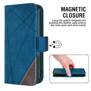 Asuwish Compatible with Moto G Play 2021 Wallet Case and Tempered Glass Screen Protector Leather Flip Cover Card Holder Cell Accessories Phone Cases for Motorola GPlay2021 6.5 XT2093DL XT2093-7 Blue