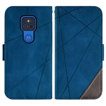 Asuwish Compatible with Moto G Play 2021 Wallet Case and Tempered Glass Screen Protector Leather Flip Cover Card Holder Cell Accessories Phone Cases for Motorola GPlay2021 6.5 XT2093DL XT2093-7 Blue