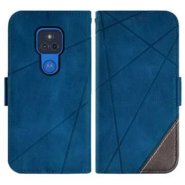 Asuwish Compatible with Moto G Play 2021 Wallet Case and Tempered Glass Screen Protector Leather Flip Cover Card Holder Cell Accessories Phone Cases for Motorola GPlay2021 6.5 XT2093DL XT2093-7 Blue