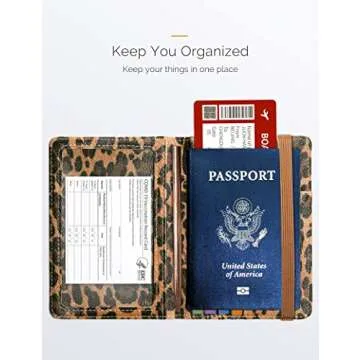 Mymazn Leopard Passport Holder Passport Case Travel Wallet with Vaccination Card Holder Passport Cov...