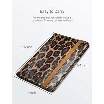 Mymazn Leopard Passport Holder Passport Case Travel Wallet with Vaccination Card Holder Passport Cover with RFID Blocking Clear Pocket For Photo (leopard)