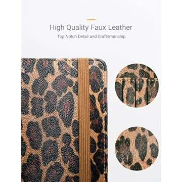 Mymazn Leopard Passport Holder Passport Case Travel Wallet with Vaccination Card Holder Passport Cover with RFID Blocking Clear Pocket For Photo (leopard)