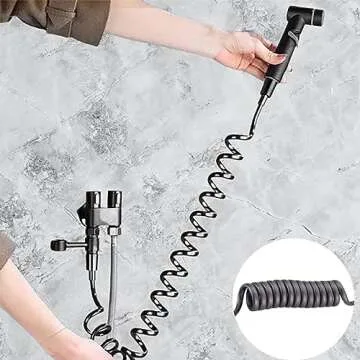 Handheld Bidet Sprayer for Toilet,1-In-2-Out Dual Control Valve,Mini Toilet Faucet Sprayer Kit Butt Washer,Hand Shower Bidet Attachment for Washing Machine and Toilet (Grey)