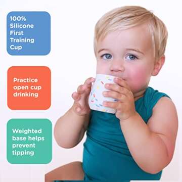 Nuby Silicone Confetti/Sprinkles First Open Training Cup for Baby: 2oz