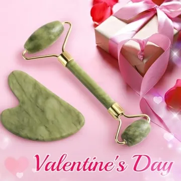 BAIMEI Jade Roller & Gua Sha Facial Beauty Tool Set