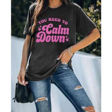 JINTING You Need to Calm Down T-Shirt Woman Country Concert Tops Music Lovers Tee LGBTQ Pride Gift T...