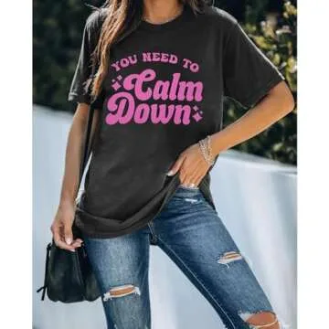 JINTING You Need to Calm Down T-Shirt Woman Country Concert Tops Music Lovers Tee LGBTQ Pride Gift T...