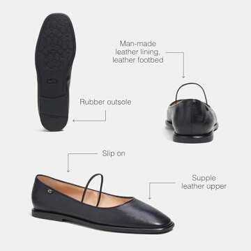 Coach Women's Emilia Mary Jane Flat, Black, 10