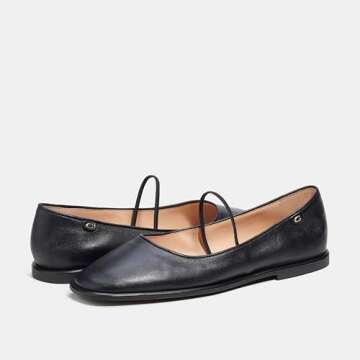 Coach Women's Emilia Mary Jane Flat, Black, 10