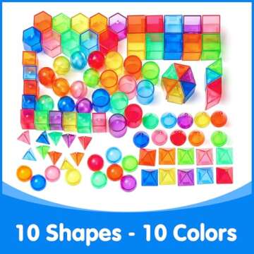 Odoorgames 100 Pcs 3D Shapes for Teaching - Geometric Solids and Geometry Manipulatives for Classroom - Enhance Learning Experience
