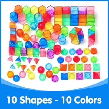 Odoorgames 100 Pcs 3D Shapes for Teaching - Geometric Solids and Geometry Manipulatives for Classroom - Enhance Learning Experience