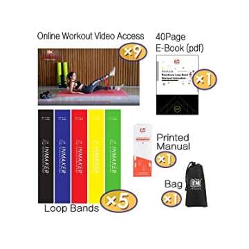 INMAKER Workout Bands Resistance for Women, Leg Bands for Working Out, Resistant Exercise Bands for Butt and Legs